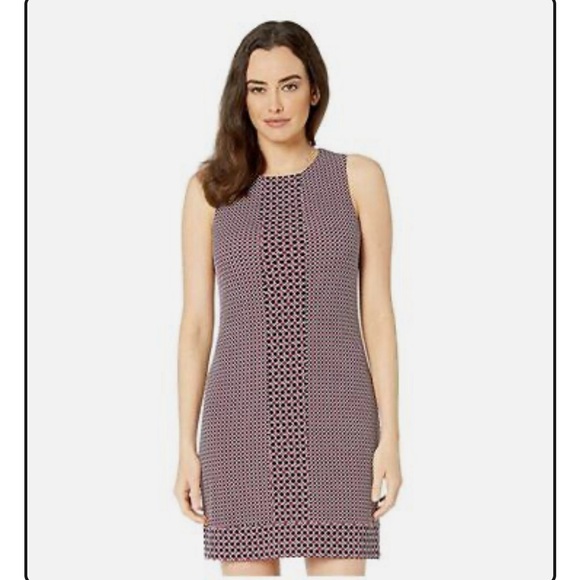 Michael Kors Tile Dot Sleeveless Border Dress Bone/Garnet - Picture 3 of 9
